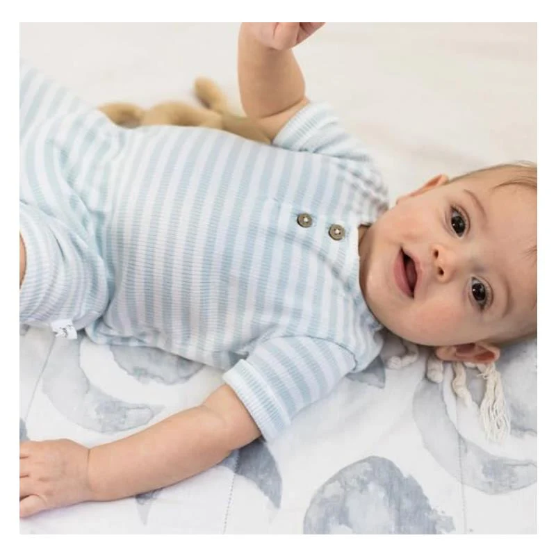 Burts Bees - Baby Boy Rib Stripe Romper, Ocean - Image 5