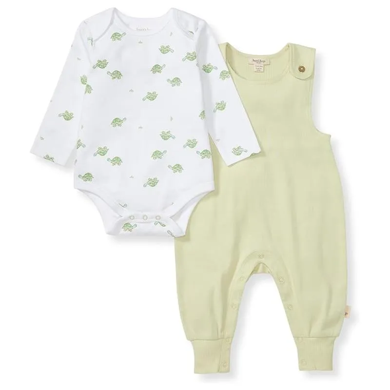 Burts Bees - Baby Boy Tortoise Jumpsuit & Bodysuit Set, Mint Tea