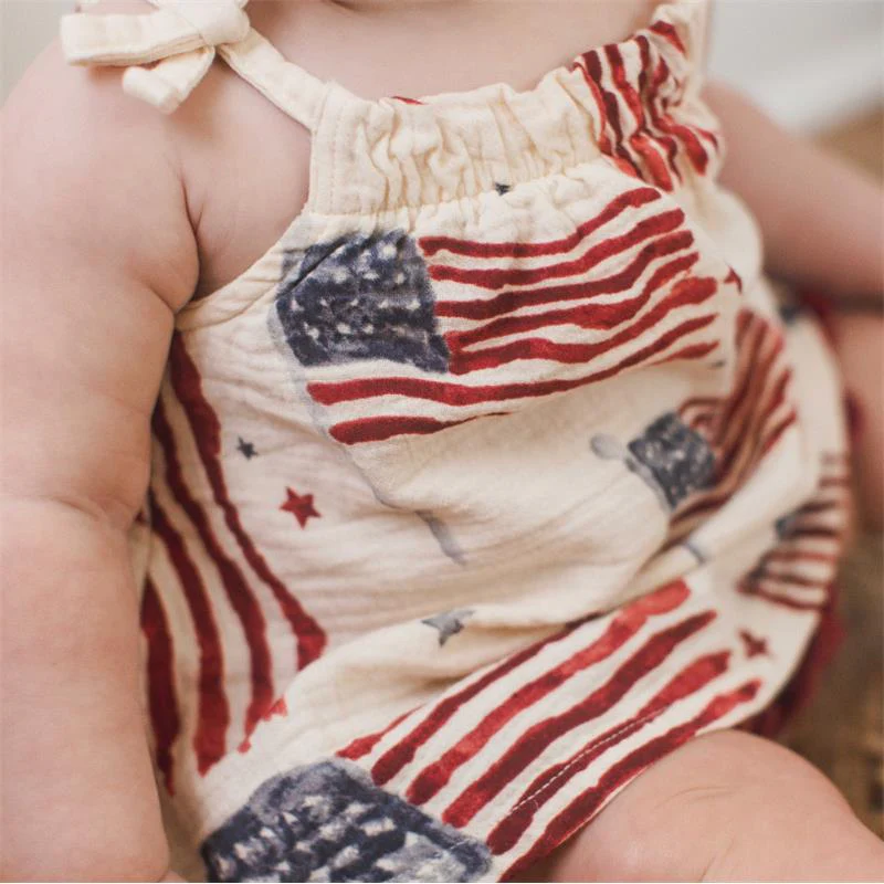 Burts Bees Baby Girl American Flag Girl Tank & Shorts Set - Image 5