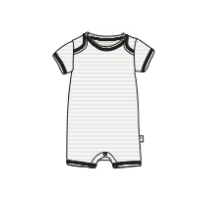 Burts Bees - Baby Girl Rib Stripe Romper Mint Tea