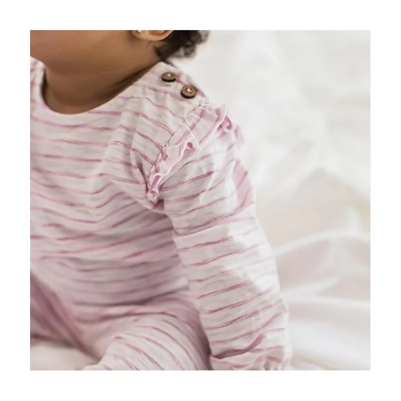 Burts Bees - Baby Girl Slub Stripe Bodysuit Set, Crocus - Image 3
