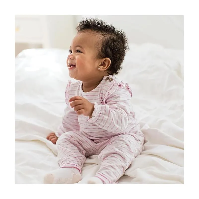 Burts Bees - Baby Girl Slub Stripe Bodysuit Set, Crocus - Image 4