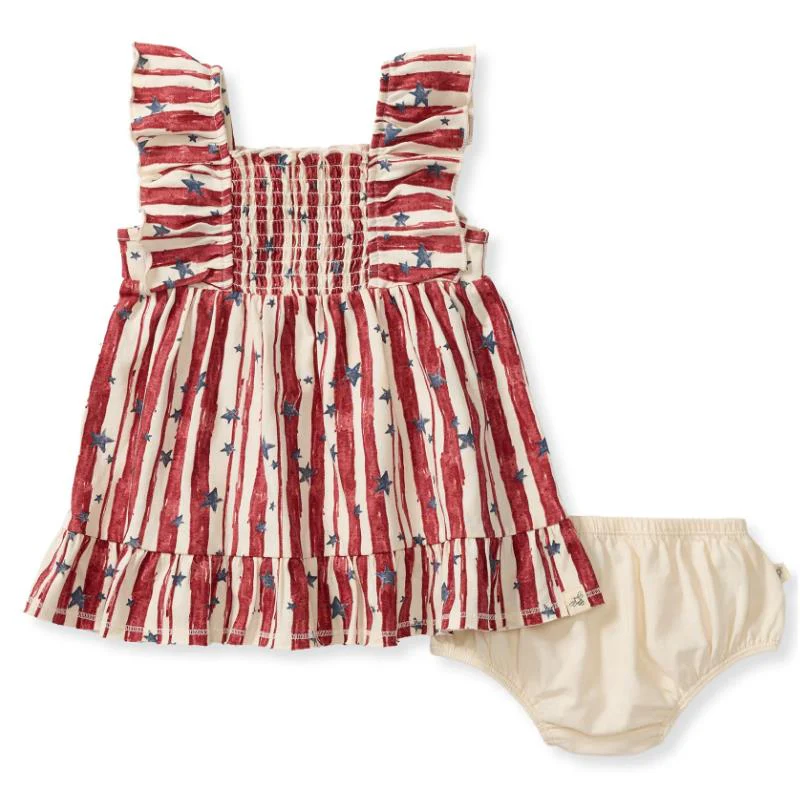 Burts Bees Baby Girl Stars & Stripes Organic Cotton Dress - Image 3