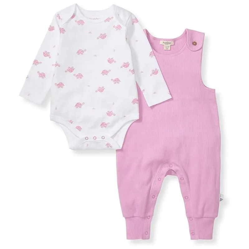 Burts Bees - Baby Girl Tortoise Jumpsuit & Bodysuit Set, Crocus