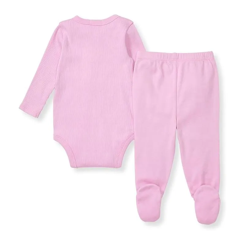 Burts Bees - Baby Girl Wrap Front Bodysuit Set, Crocus - Image 2