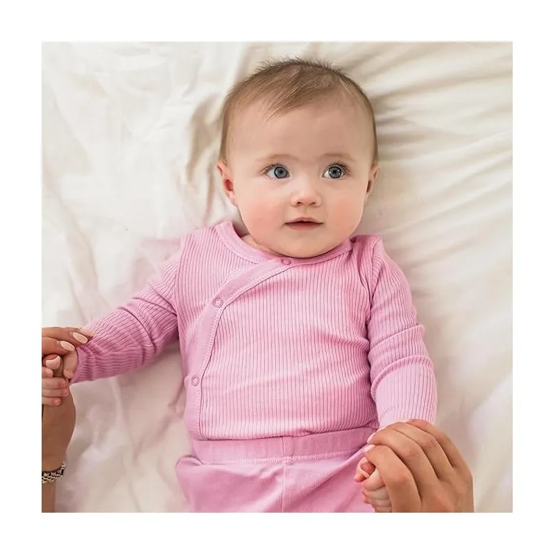 Burts Bees - Baby Girl Wrap Front Bodysuit Set, Crocus - Image 3