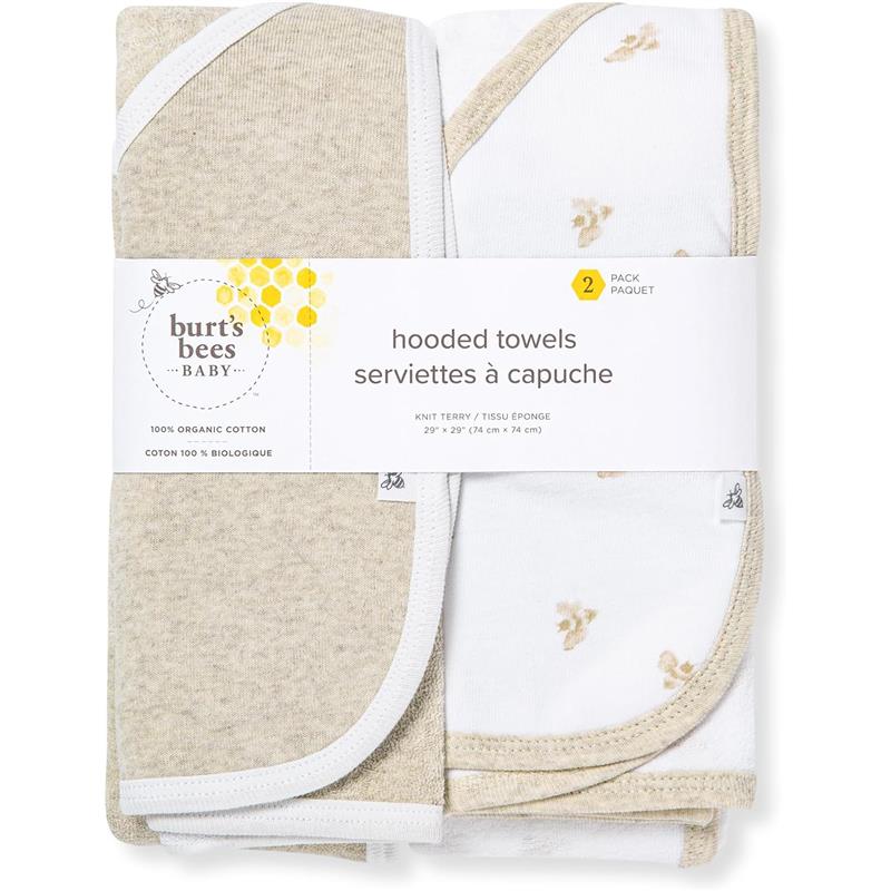 Burt's Bees - Baby Hooded Towels, Absorbent Knit Terry, Oatmel - Image 5
