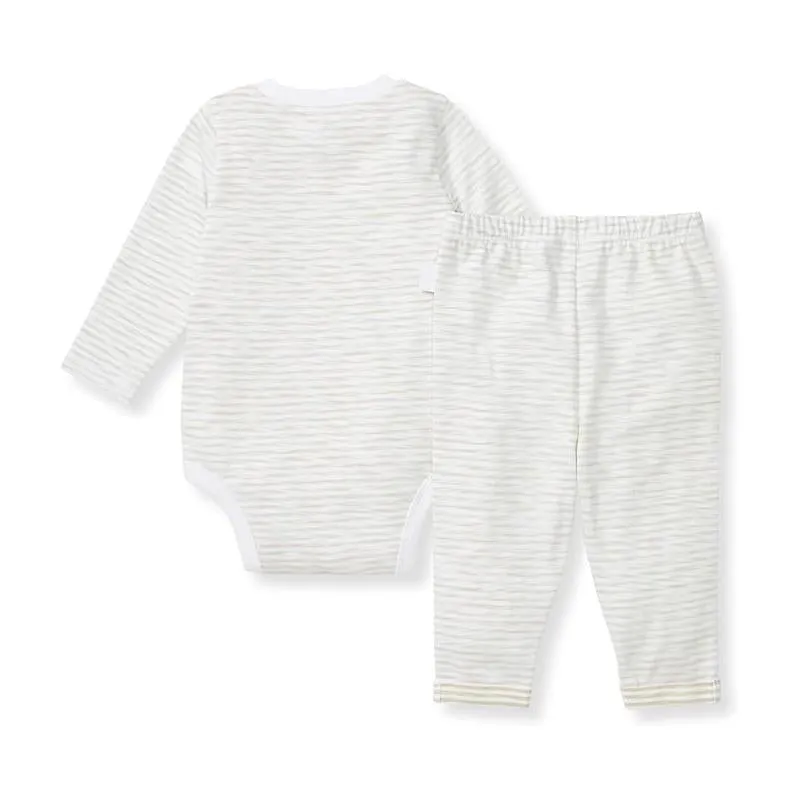 Burts Bees - Baby Unisex Slub Stripe Bodysuit Set, Mossy Green - Image 2