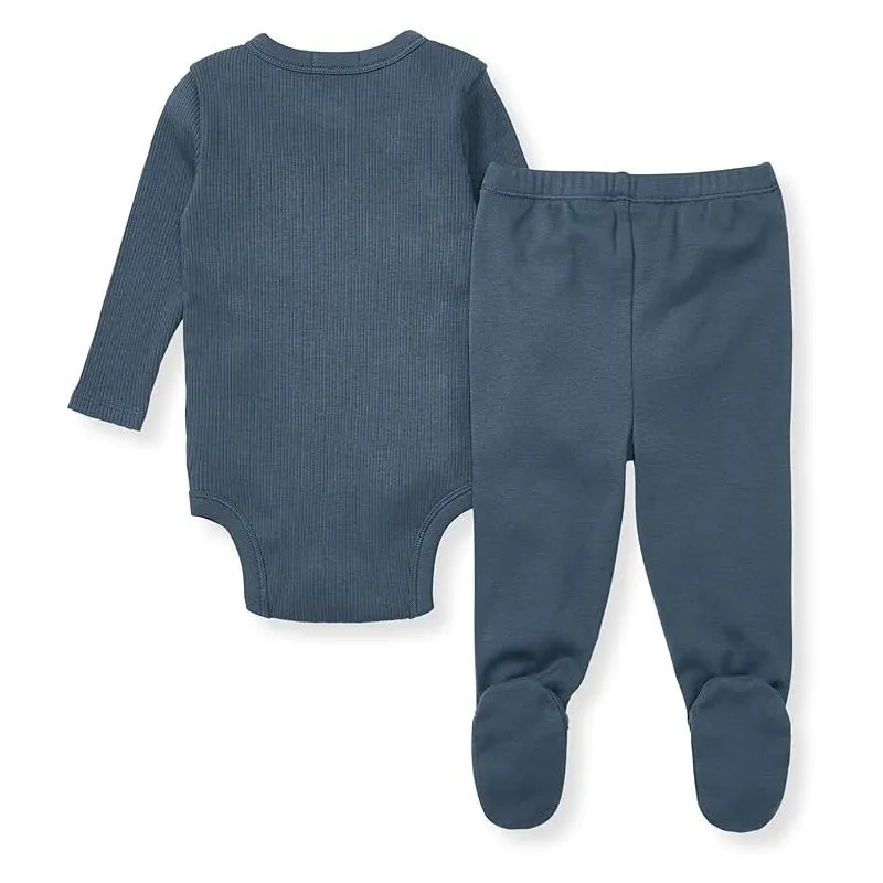 Burts Bees - Baby Unisex Wrap Front Bodysuit Set, Underwater - Image 2