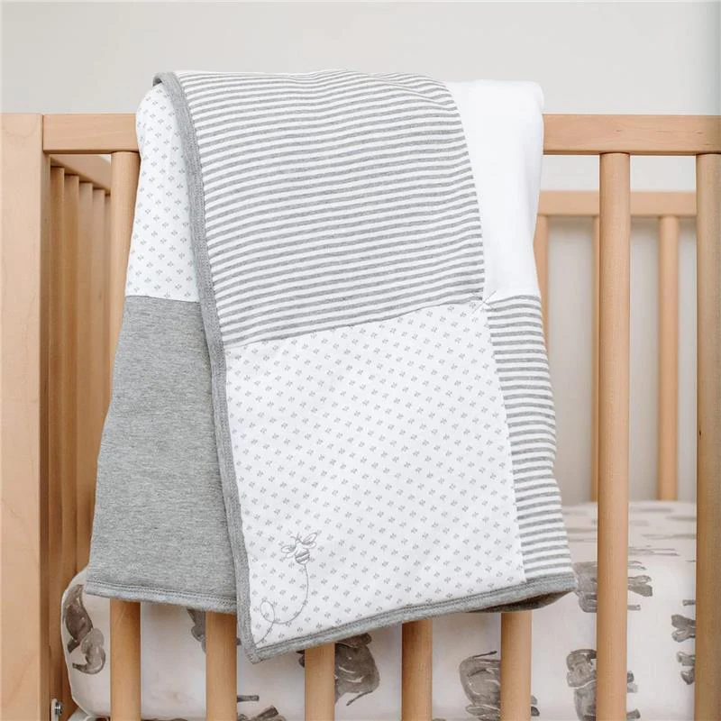 Burt's Bees Bedding - Dottie Bee Baby Quilt, Heather Grey - Image 7