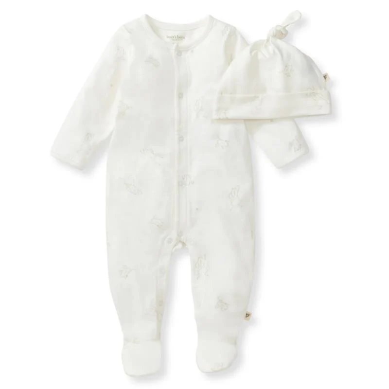 Burts Bees Frog Baby Jumpsuit & Hat Set
