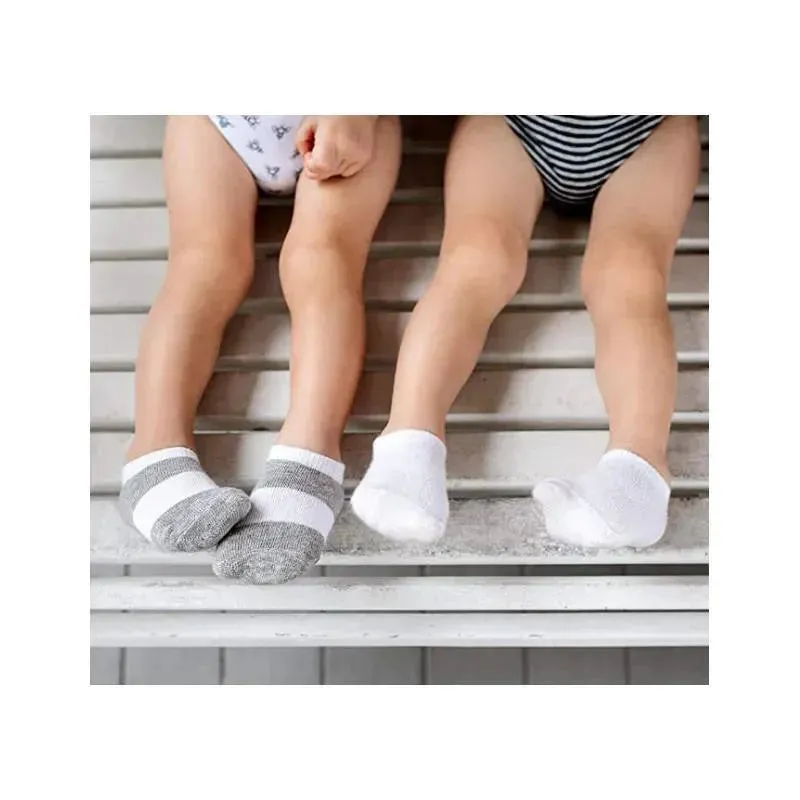 Burts Bees - 6Pk Organic Cotton Solid Heather Grey Baby Socks - Image 5