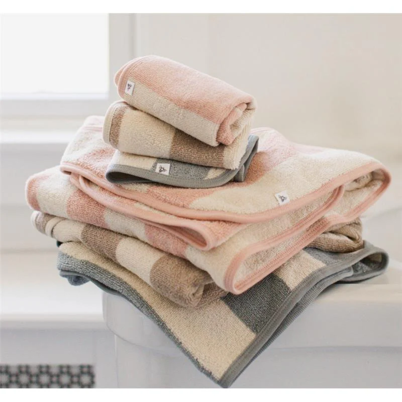 Burts Bees - Rugby Stripe Woven Terry Towel & Washcloth Set Pink Sand - Image 3