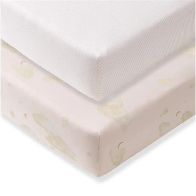 Burts Bees - Set Of 2 Good Night Sky Crib Sheets, Ranunculus