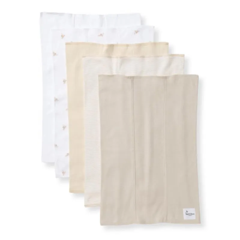 Burts Bees - Set Of 5 Golden Bee Burp Cloths, Oat