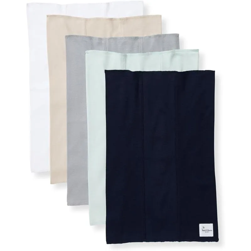 Burts Bees - Set Of 5 Solid Burp Cloths, Midnight