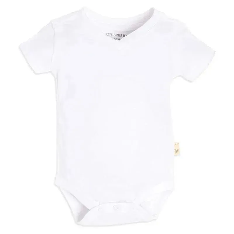 Burts Bees - Short Sleeve Reverse Seam V Neck Bodysuit, Cloud