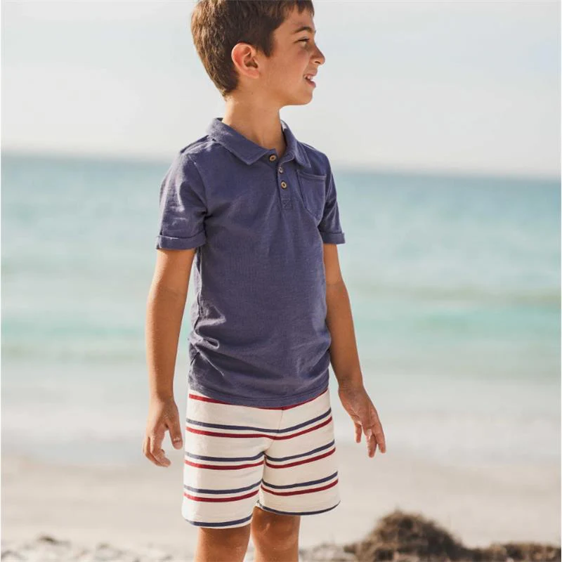 Burts Bees Usa Stripe Polo Shirt & Shorts Set - Image 3