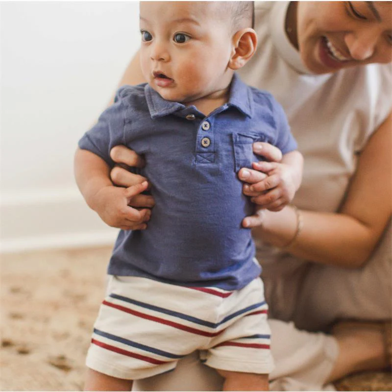 Burts Bees Usa Stripe Polo Shirt & Shorts Set - Image 5