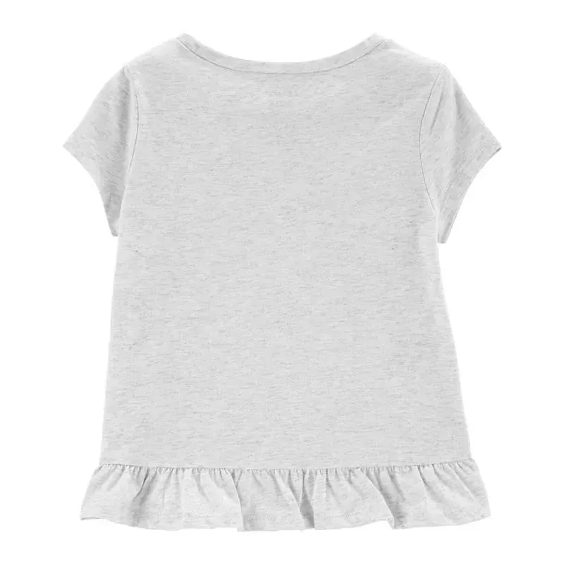 Carters - Baby Girl Butterfly Jersey Tee, Heather - Image 2
