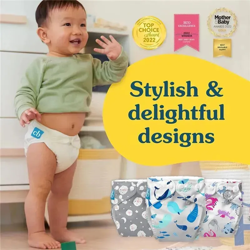 Charlie Banana - Pencil Stripes Blue Reusable Cloth Diaper One Size - Image 3