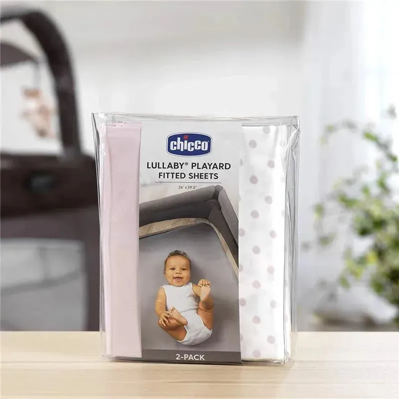 Chicco 2 Pack Lullaby Playard Sheets, Pink Dot - Image 2