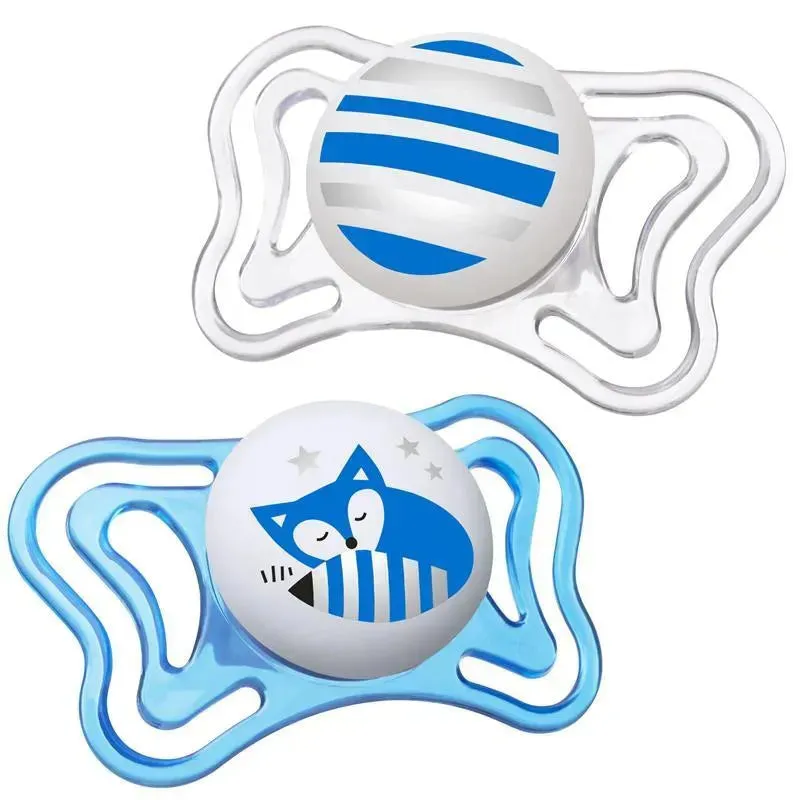 Chicco - 2 Pk Physioforma Light Day & Night Orthodontic Pacifier Blue, 6/16M