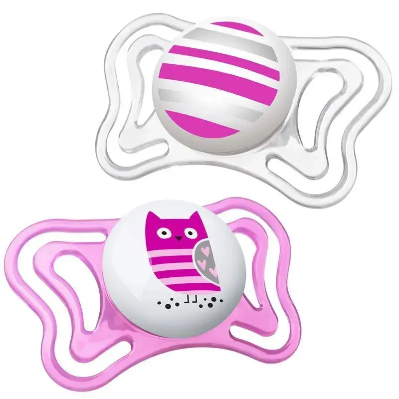 Chicco - 2 Pk Physioforma Light Day & Night Orthodontic Pacifier Pink, 6/16M