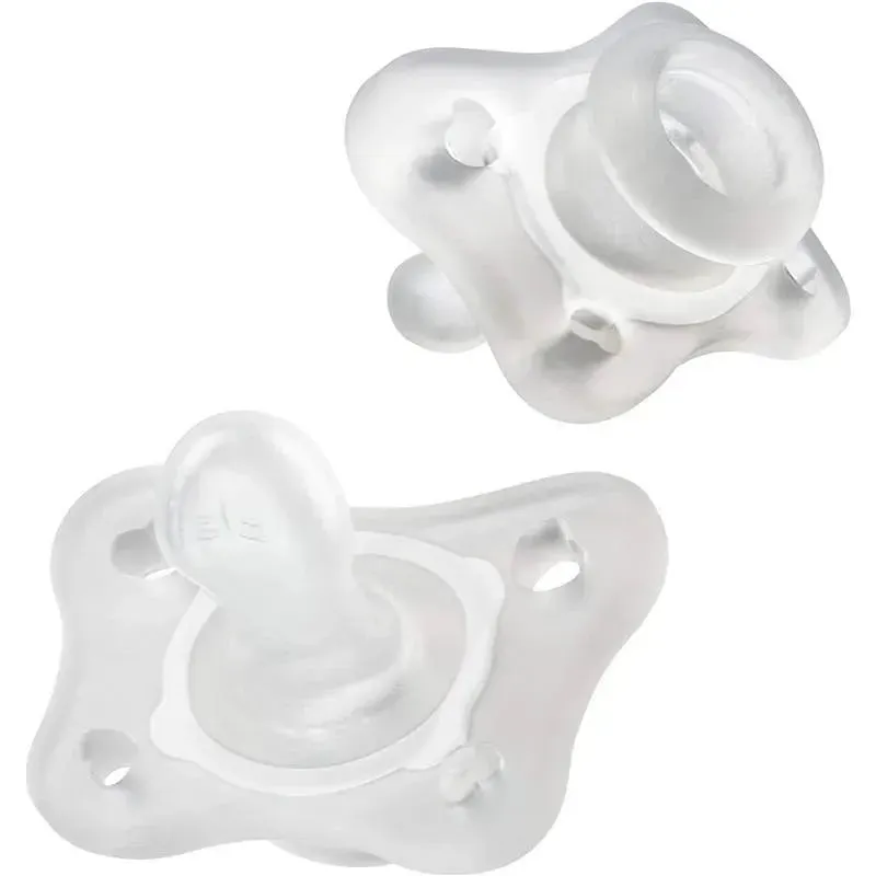 Chicco - 2 Pk Physioforma Silicone Mini Orthodontic Pacifier Clear, 0/2M - Image 2