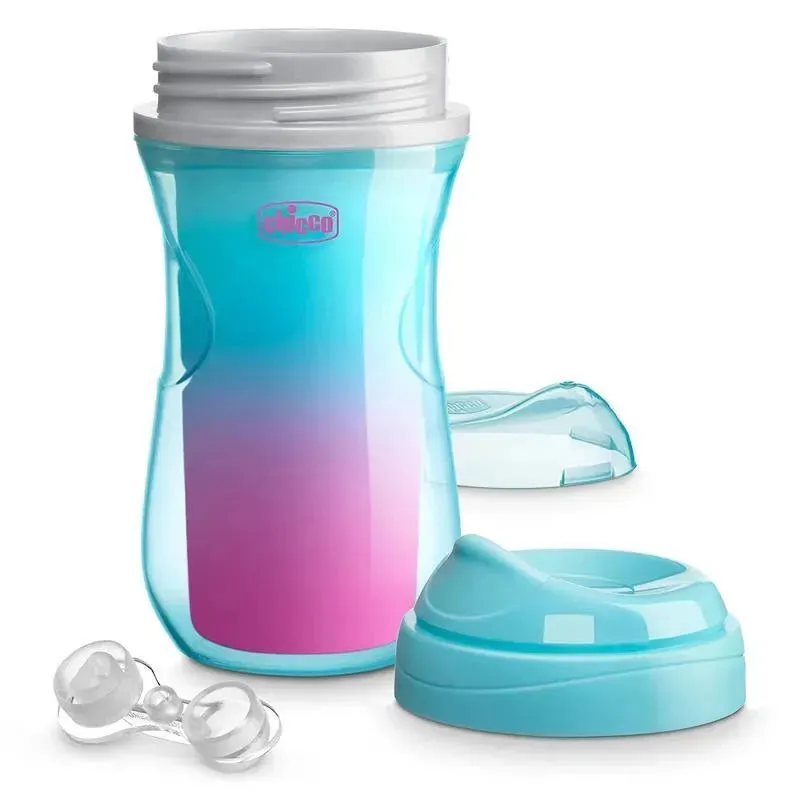 Chicco - 2Pk Insulated Rim Spout Trainer Sippy Cup 9Oz. Pink/Teal/Purple Ombre - Image 5