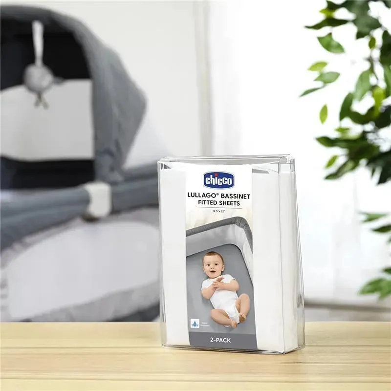 Chicco - 2Pk Lullago Bassinet Sheets, White - Image 4