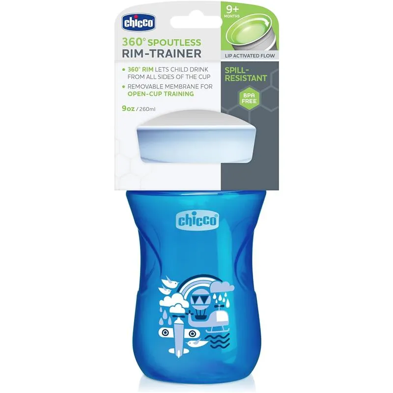 Chicco - 360° Spoutless Rim Trainer Sippy Cup 9M+ | Blue - Image 8