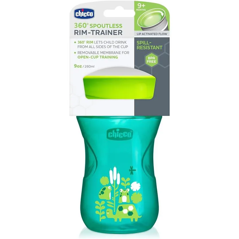 Chicco - 360° Spoutless Rim Trainer Sippy Cup 9M+ | Green - Image 3