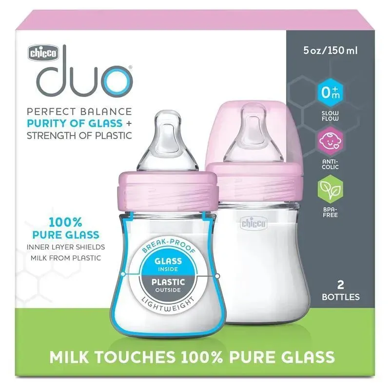 Chicco - 2Pk Duo 5Oz Hybrid Baby Bottles, Pink - Image 4