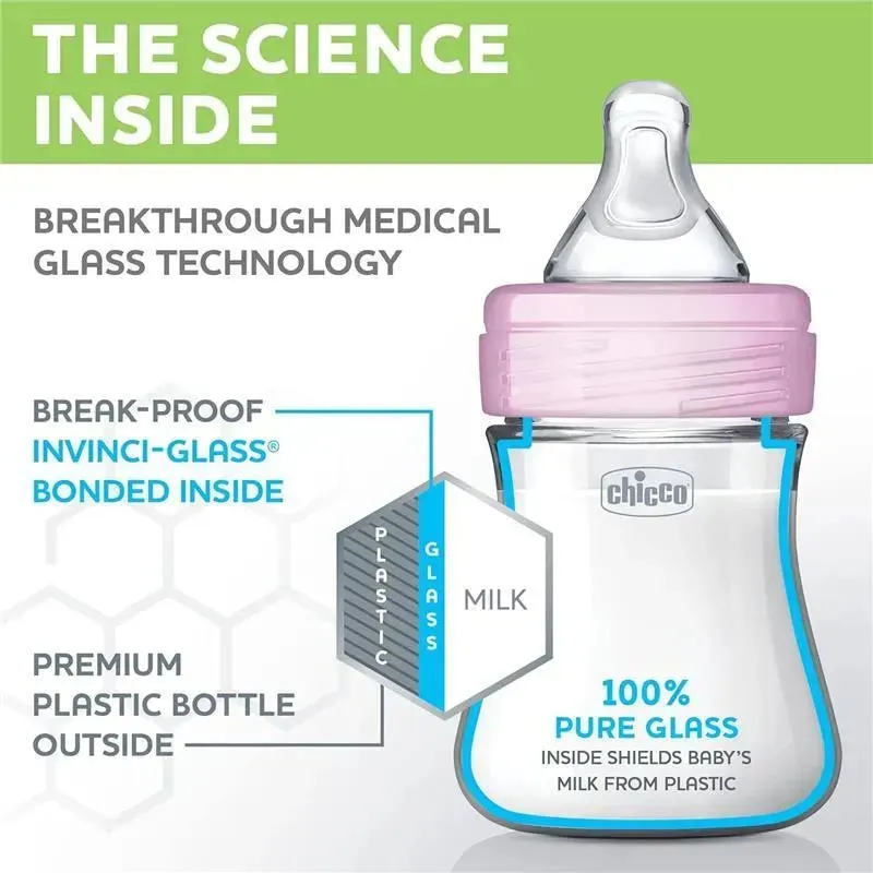 Chicco - 2Pk Duo 5Oz Hybrid Baby Bottles, Pink - Image 5