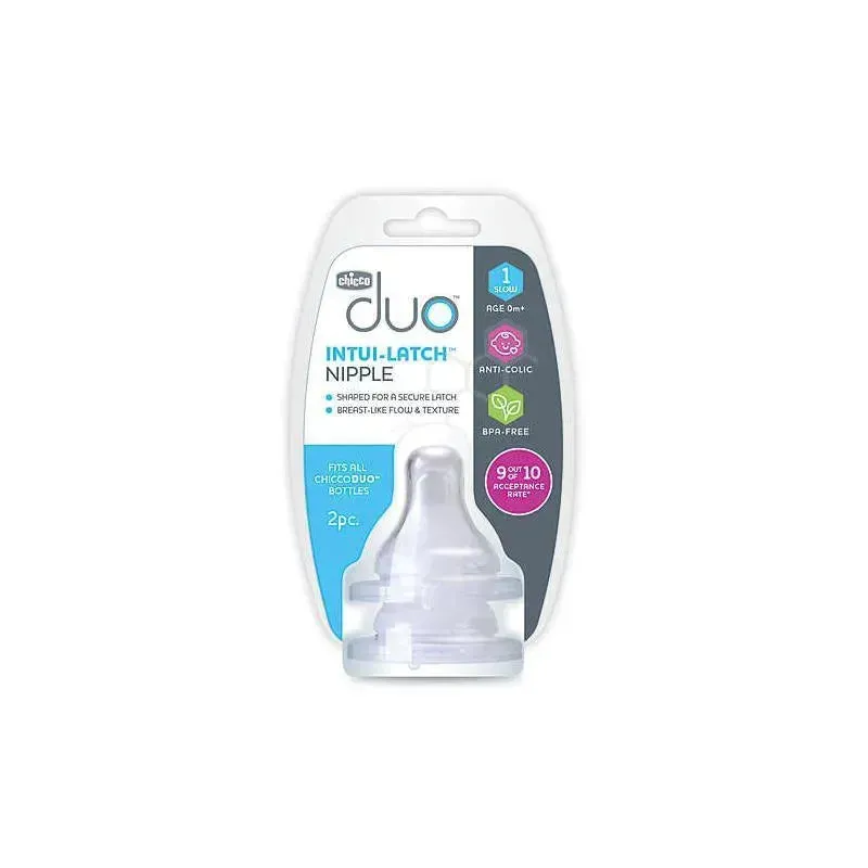 Chicco - 2Pk Duo Baby Bottle Nipple Stage 1 Slow Flow, 0M+ - Image 3