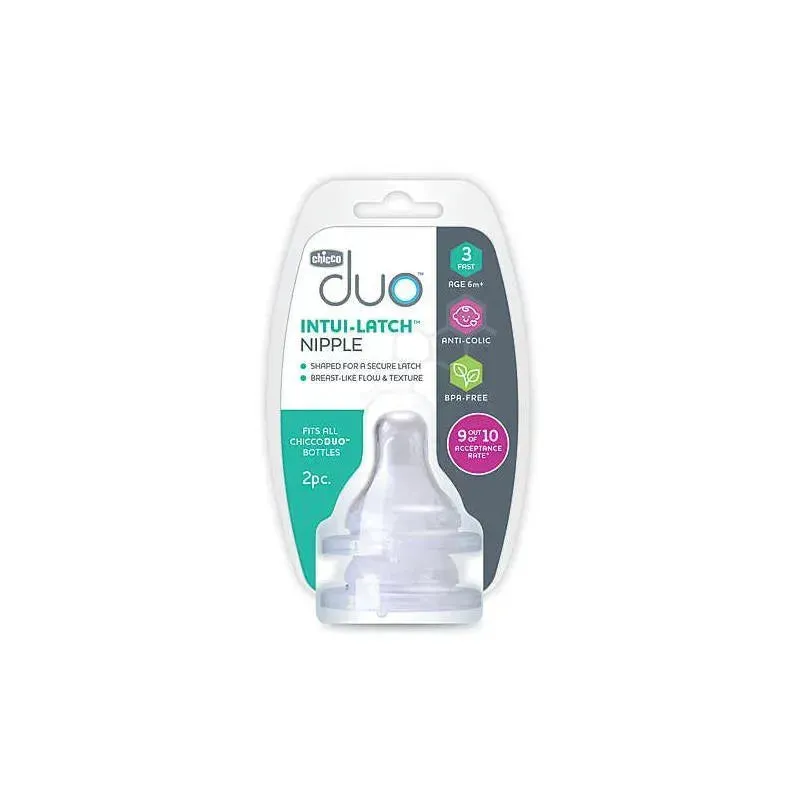 Chicco - 2Pk Duo Baby Bottle Nipple Stage 3 Fast Flow, 6M+ - Image 6