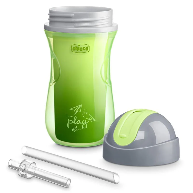 Chicco Flip Top Insulated Straw Cup 12+ Green/Teal - Image 2