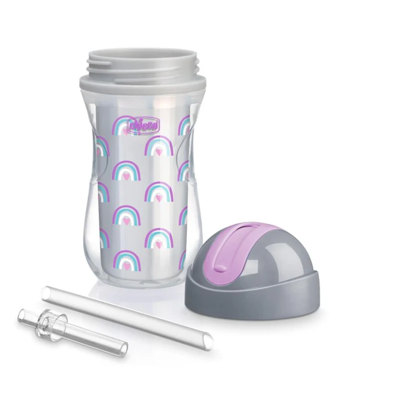 Chicco Insulated Flip-Top Straw Cup 9Oz, Silver/Purple Rainbow, 12M+ - Image 3