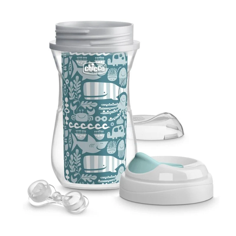 Chicco Insulated Rim Spout Trainer Sippy Cup 9Oz, Ocean Print/Surf 12M+ - Image 3