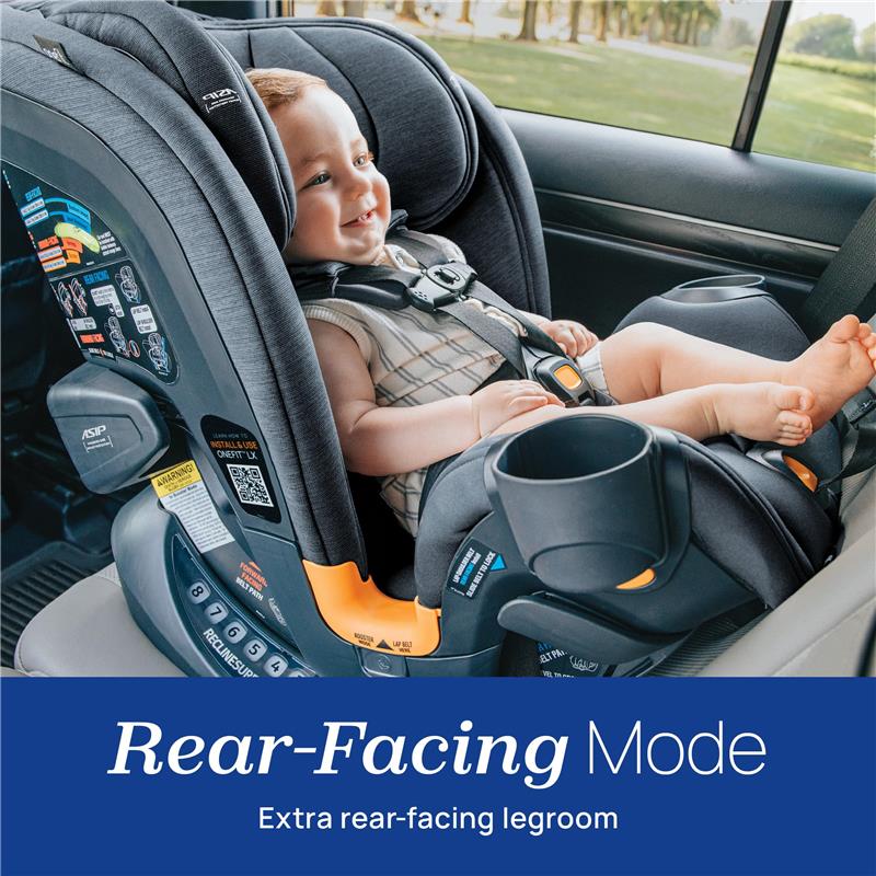 Chicco OneFit LX ClearTex All-in-One Car Seat with LeverLock Installation, Slim Design, Convertible Car Seat, Smoke/Grey - Image 3