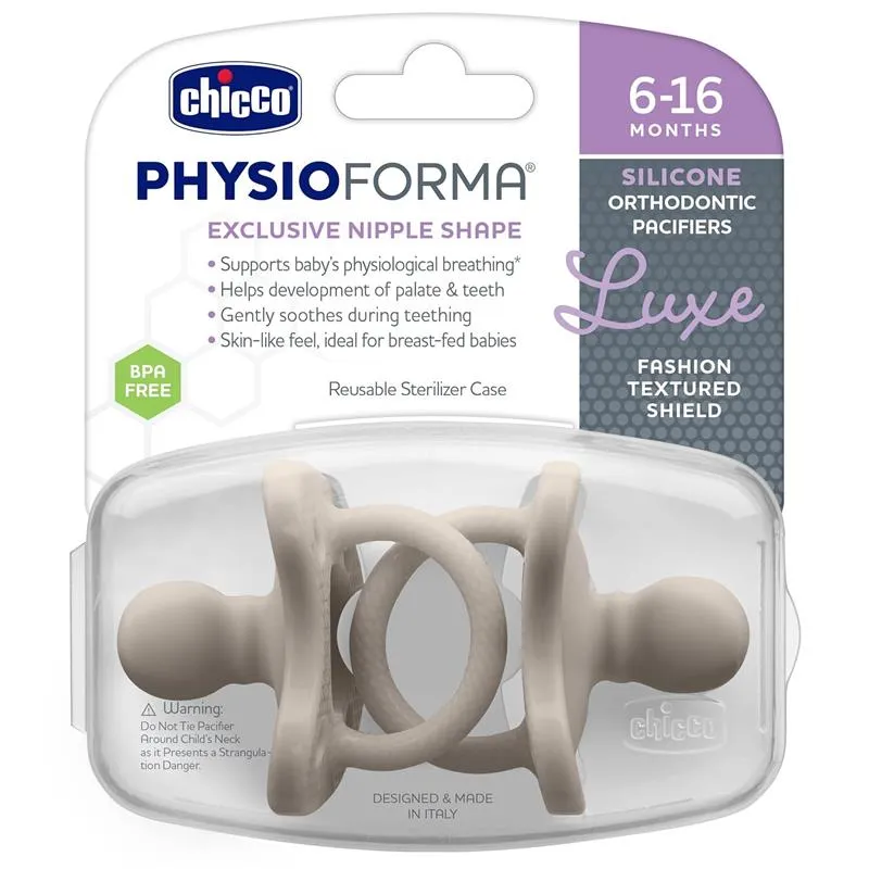 Chicco - Physioforma Luxe Pacifier 6-16M, Grey - Image 6