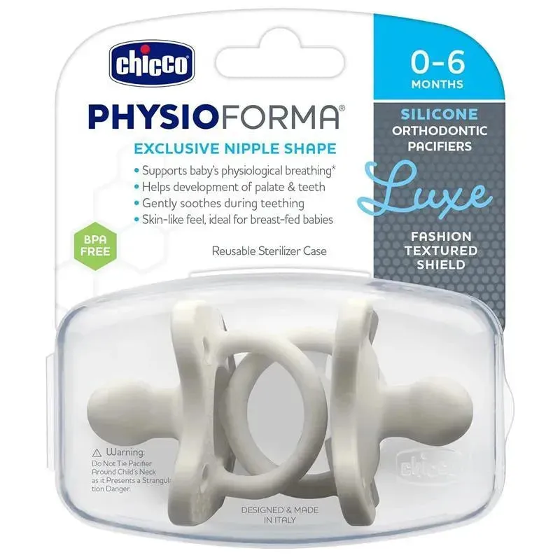 Chicco PhysioForma Luxe Silicone One Piece Pacifier for Babies Aged 0-6m Pearl Grey - Image 6