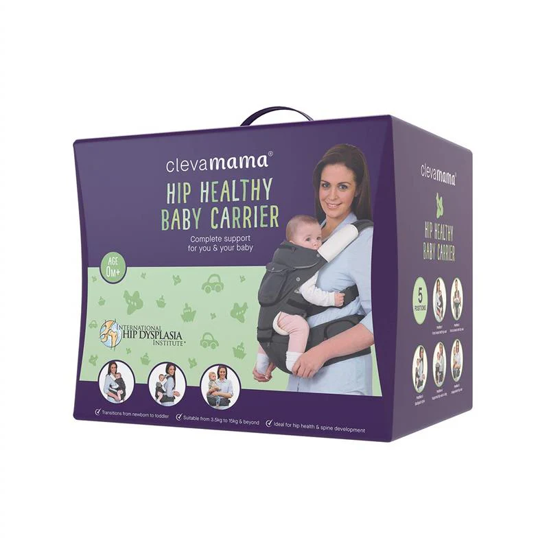 Clevamama Ergonomic Baby & Hip Carrier, Black - Image 3