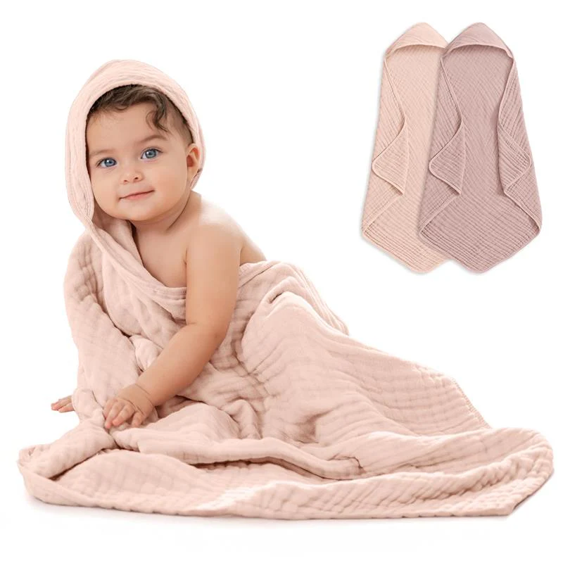 Comfy Cubs - 2Pk Hooded Baby Towel Mauve & Blush