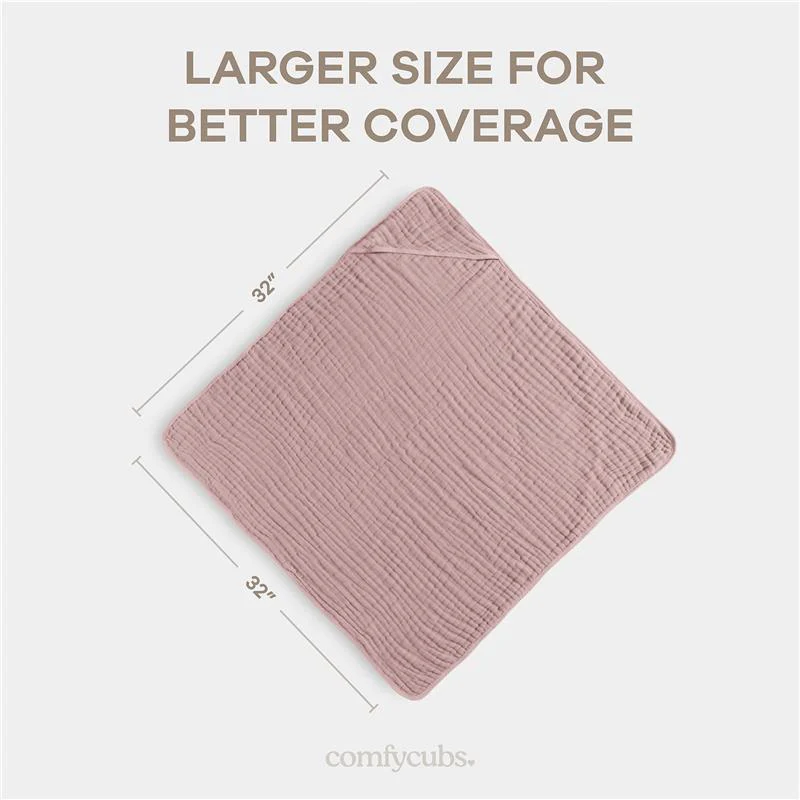 Comfy Cubs - 2Pk Hooded Baby Towel Mauve & Blush - Image 3