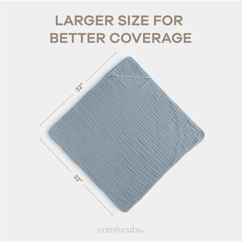 Comfy Cubs - 2Pk Hooded Baby Towel Pacific Blue & Fern - Image 3