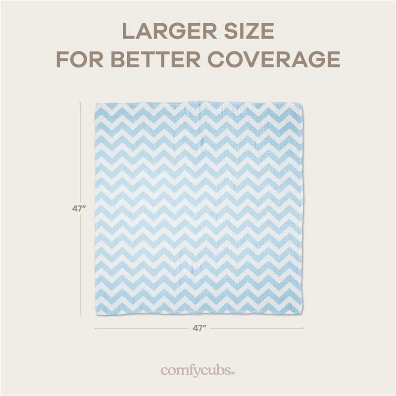 Comfy Cubs 4Pk Muslin Swaddle Blankets, Blue - Image 4