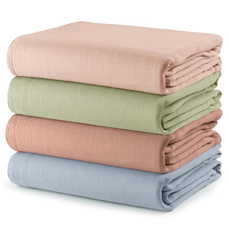 Comfy Cubs 4Pk Muslin Swaddle Blankets, Pacific, Cedar, Sage, Blush