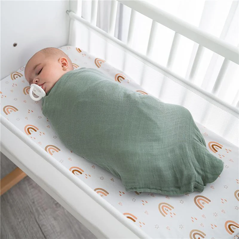 Comfy Cubs 4Pk Muslin Swaddle Blankets, Sage, Pacific Blue, Fern, Neptune - Image 2